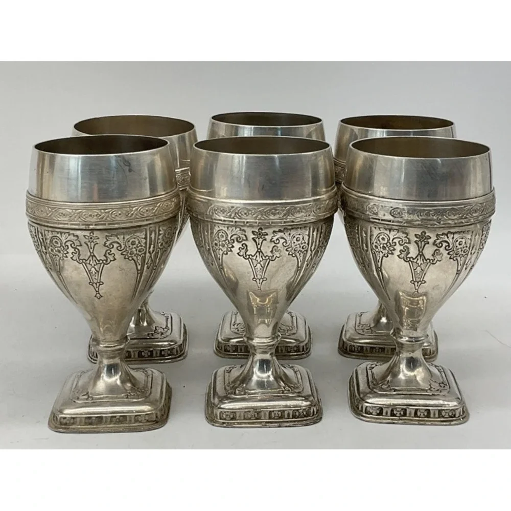 Cocktail Set Derby Silver Co Art Deco Repousse Silverplate 8pc